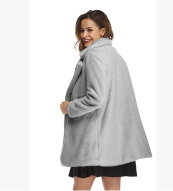 Faux Fur Thick Long Sleeve Coat