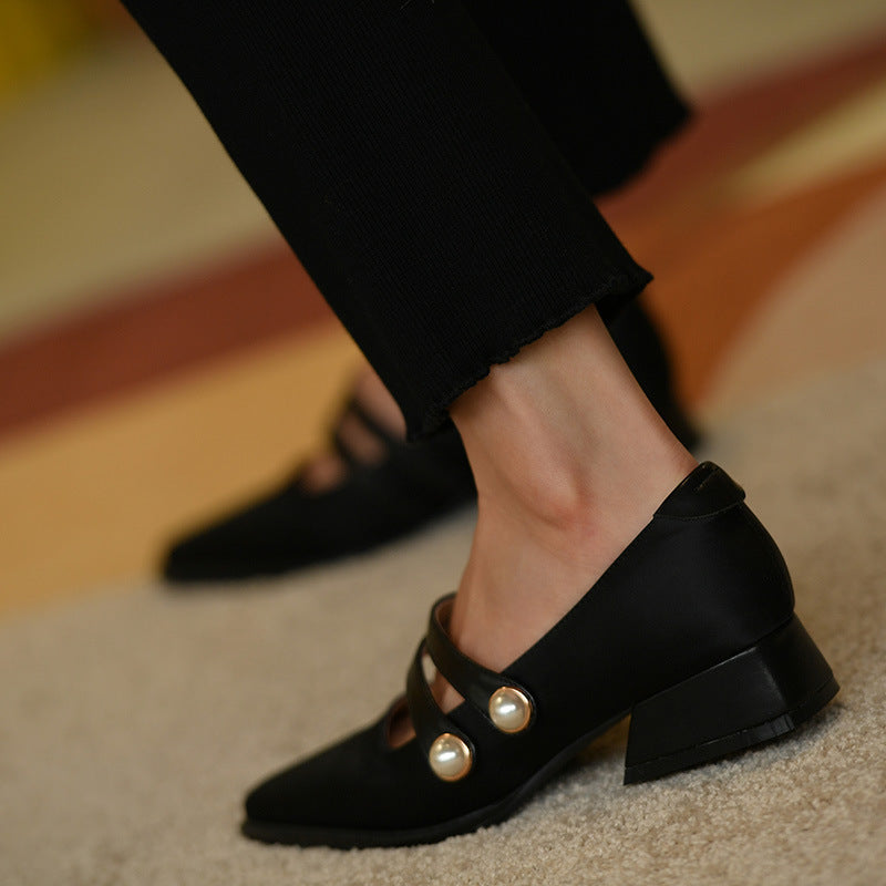 Black Low-heeled Shoes - Arabella's Couture