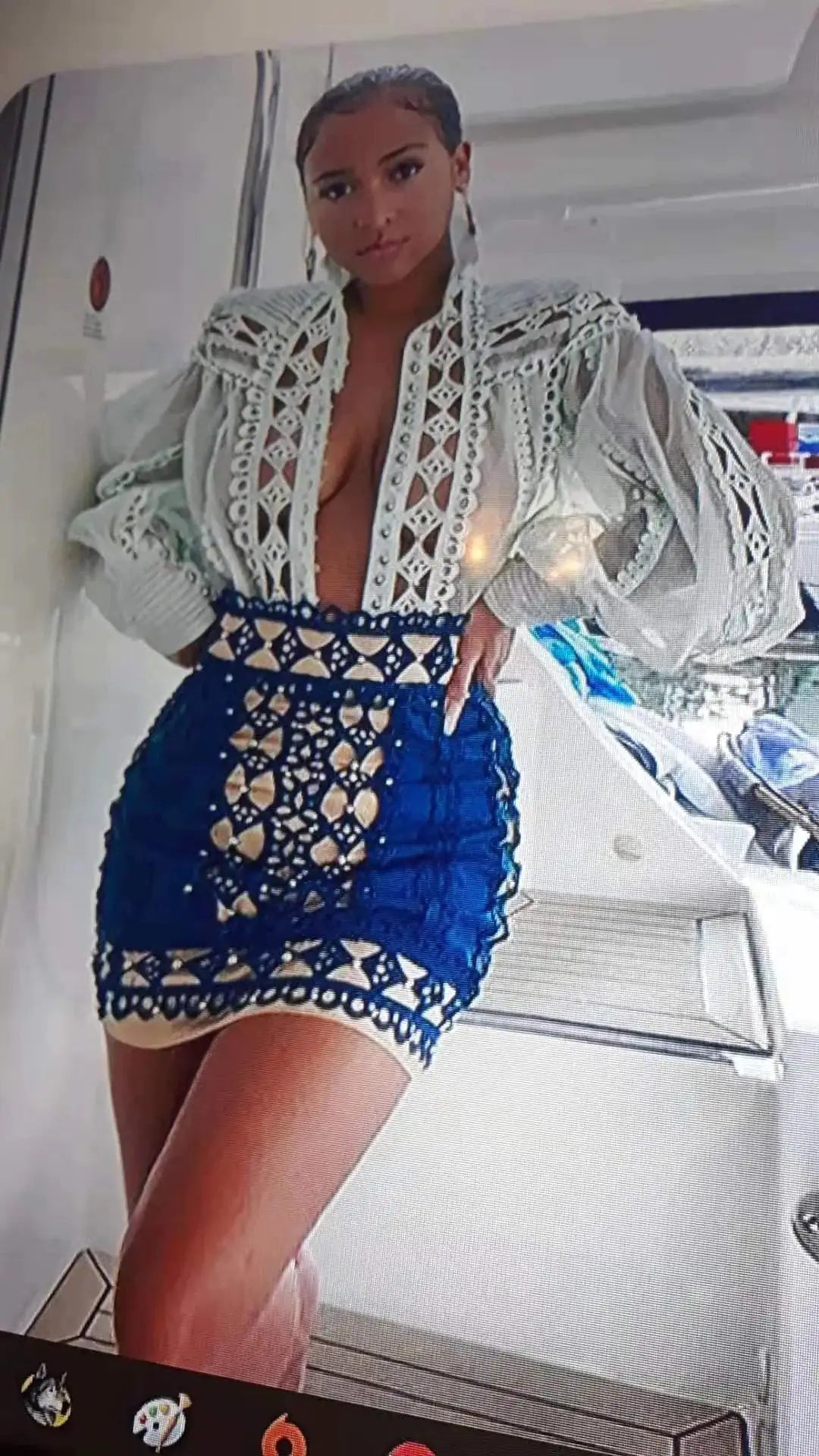 White Chiffon Puffed Sleeves Blouse