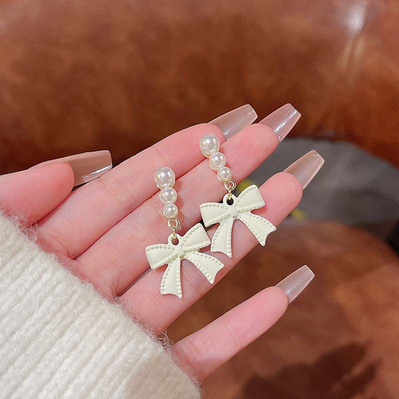 Bow Pearl Drop Earrings