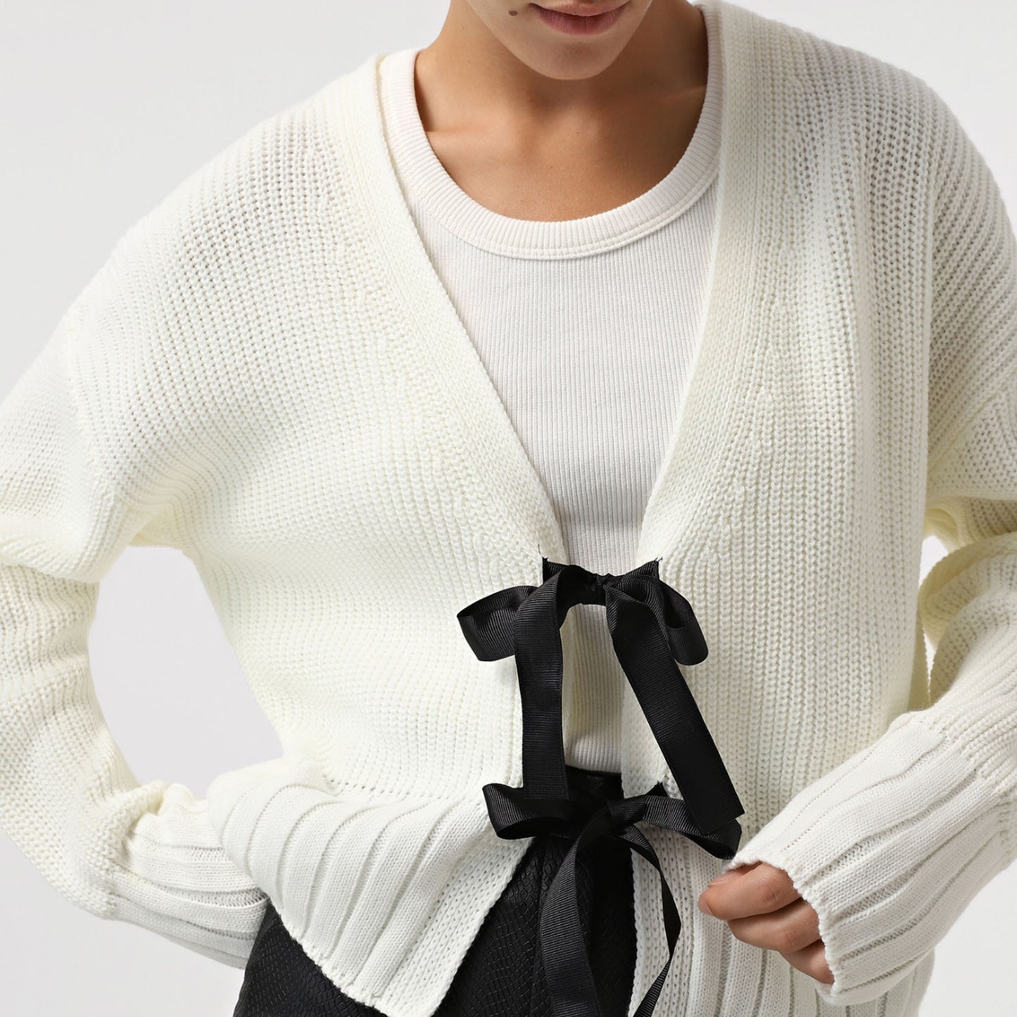 French-style Bow Sweater Cardigan