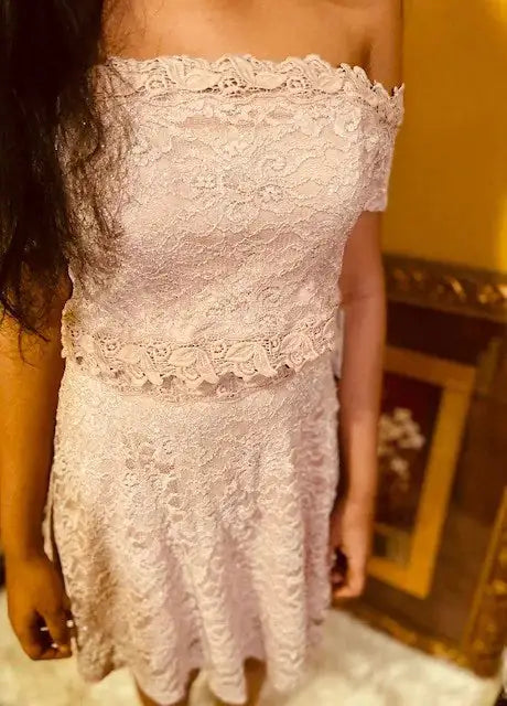 Lace Off-the-Shoulder Top and Skirt Two-piece Set