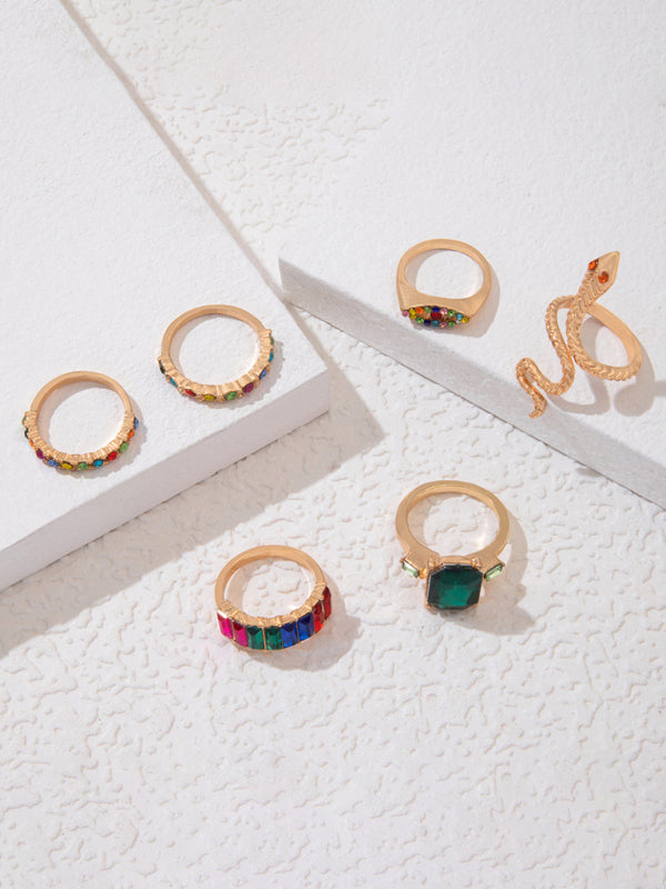 Juego de anillos de cinco piezas con diseño de serpiente