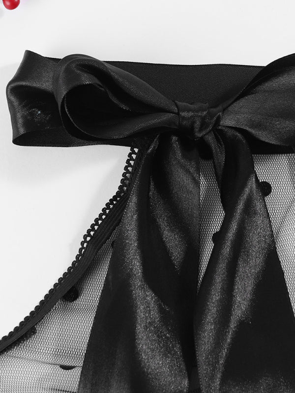 Mesh Sequin Bra Two-piece Lingerie Set