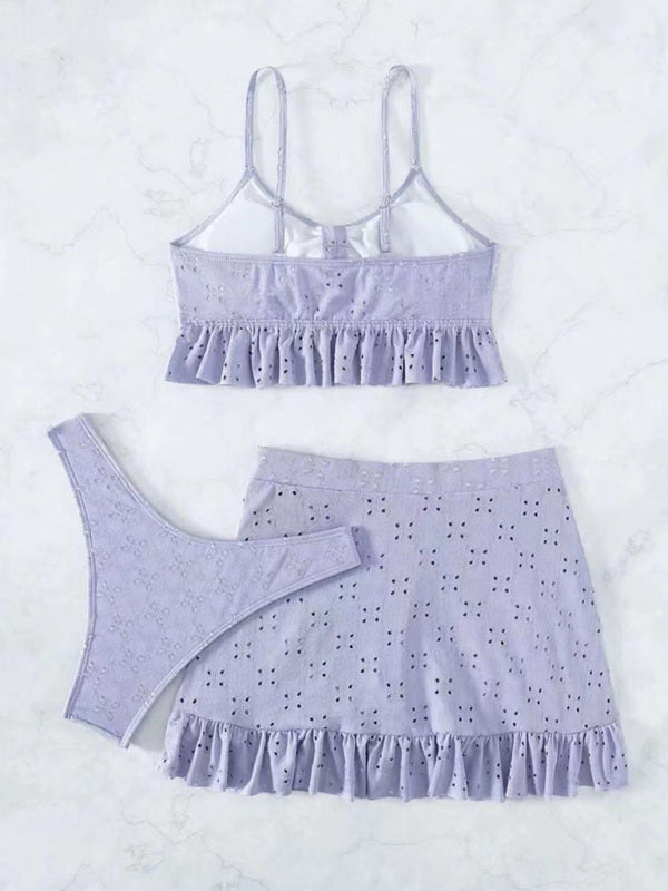 Ruffle Three-piece Bikini Set - Arabella's Couture