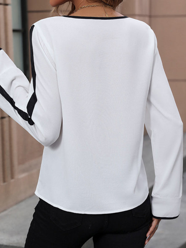 Lace-up Bow Long-sleeved Shirt - Arabella's Couture