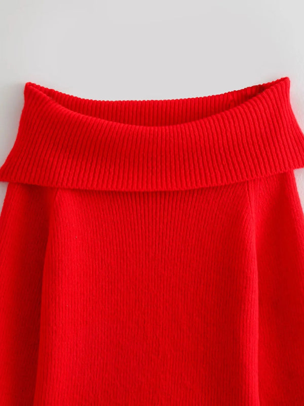 One-line Collar Knitted Sweater - Arabella's Couture