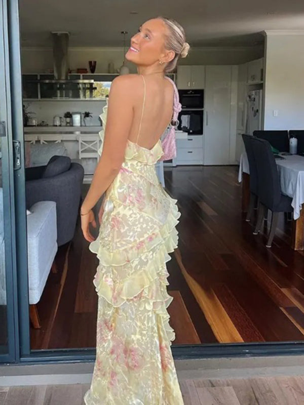 Ruffle Print Dress - Arabella's Couture