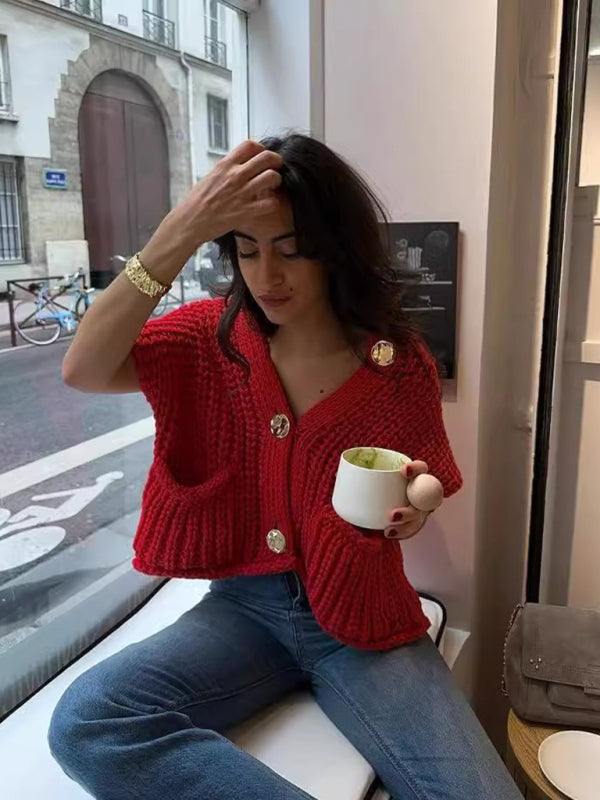 Thick Knitted Vest Cardigan - Arabella's Couture