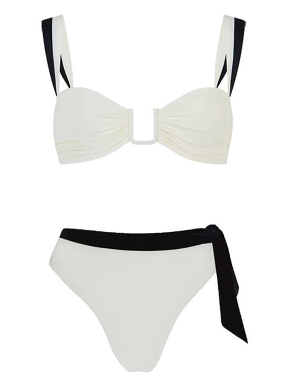 Black and White Simple Contrast Color Strap Bikini