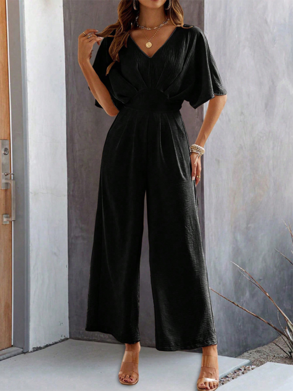 Wide-leg Short-sleeve Jumpsuit
