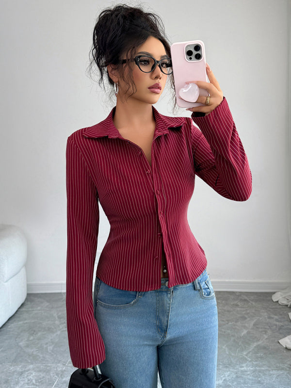 Striped Button-down Long-sleeved Shirt