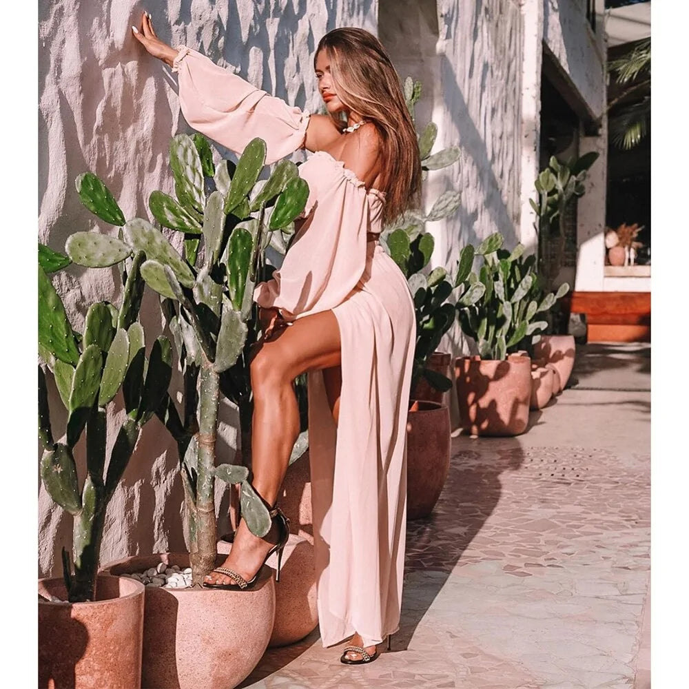 Off-the-Shoulder Top and Skirt Two Piece Set