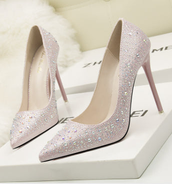 Rhinestone Pointed Toe Stiletto Heels