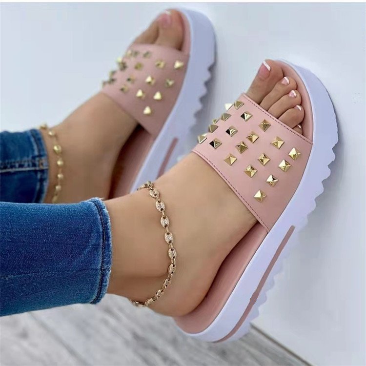 Stud Wedge Sandals