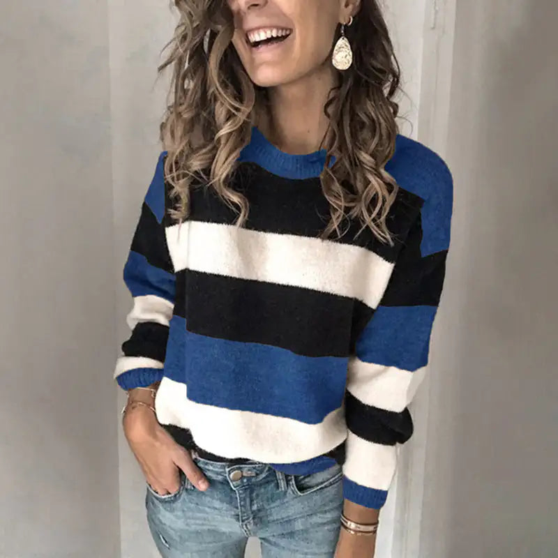 Stripe Knit Long-sleeve Sweater