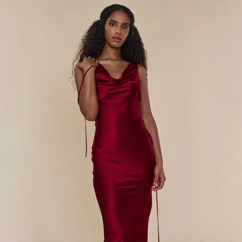 Satin Cross-back Maxi Dress