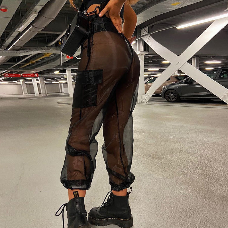 Mesh See-through Baggy Trousers