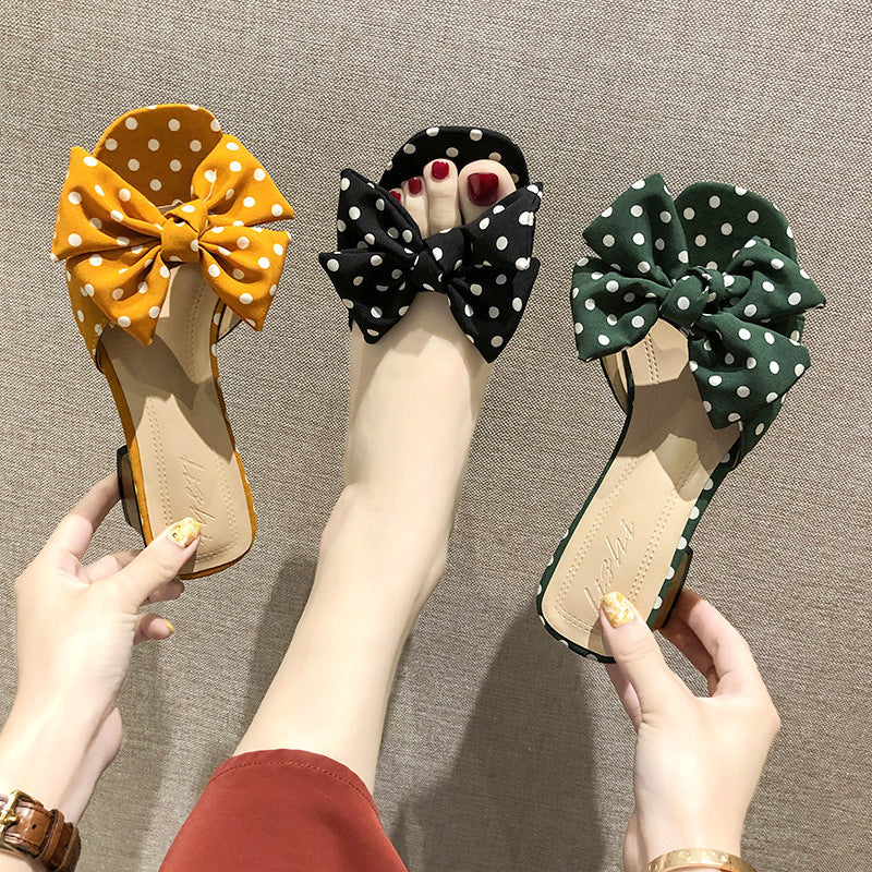 Bow-tie Polka Dot Flat Sandals