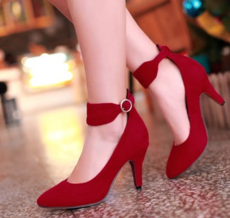 Suede Pointed High Heel Shoes