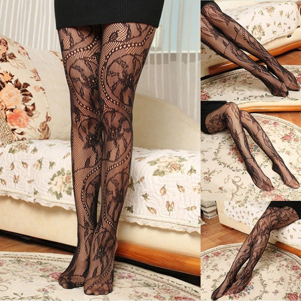 Lace Jacquard Slim-fit Pantyhose Tights