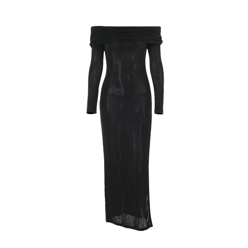 Off-the-shoulder Ring High Spilt Dress