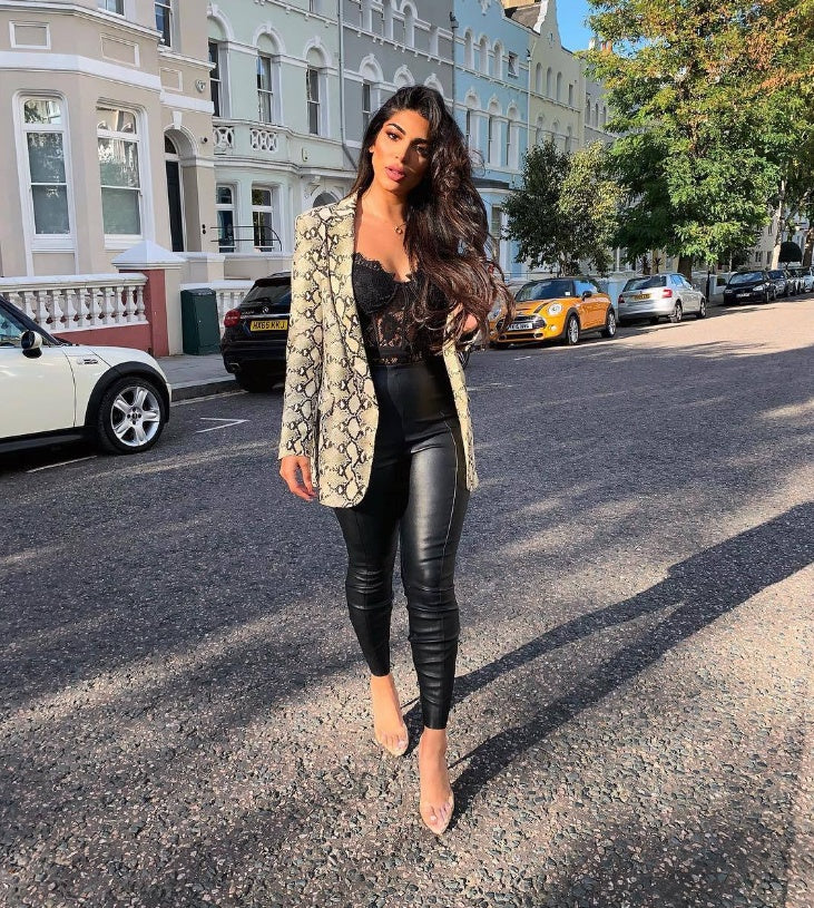 Snake Print Lapel Collar Blazer