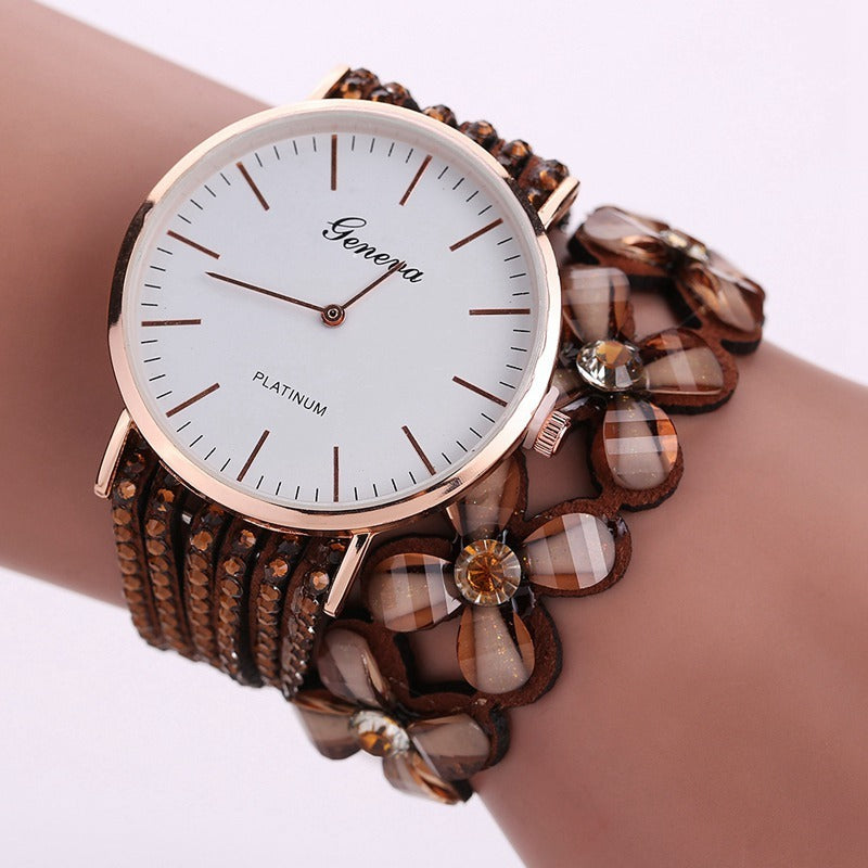 Reloj de pulsera con flores de Ginebra