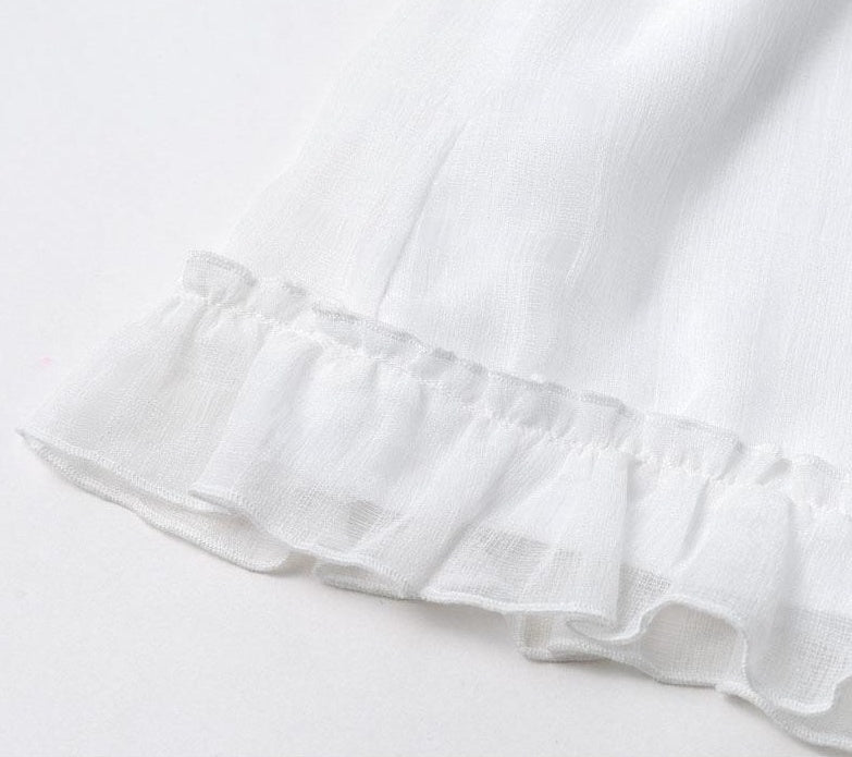 Bow Tie Hollow Lace-trim Shorts Jumpsuit