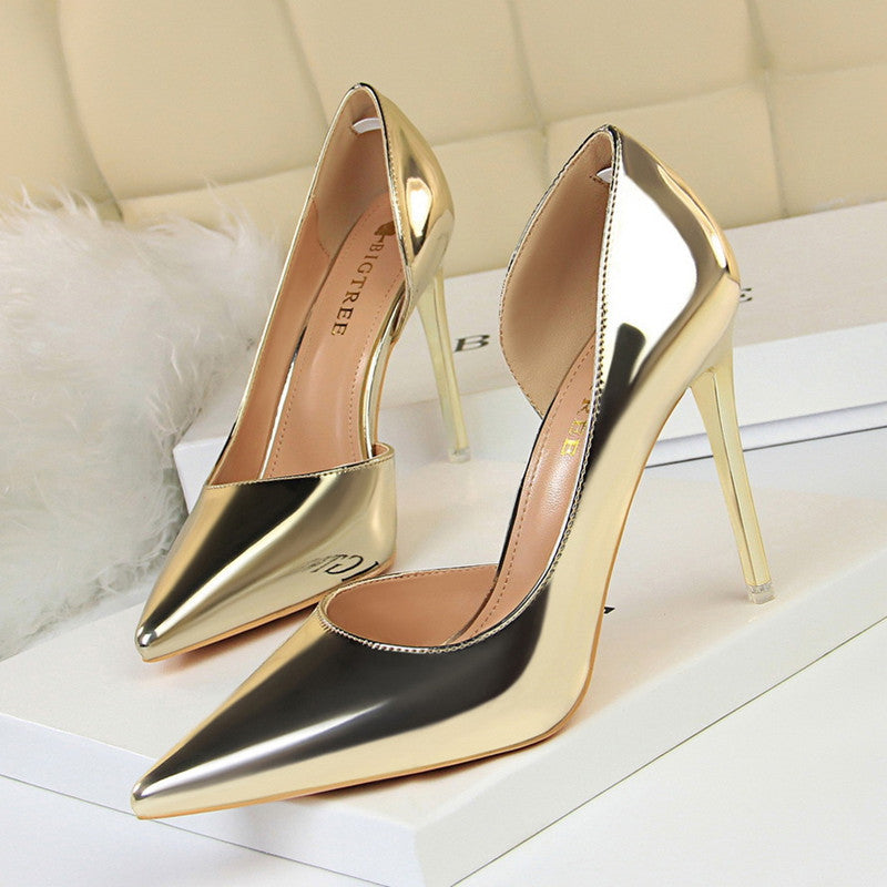 Metallic Hollow High Heel Shoes