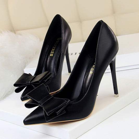 Bow Pointed Toe High Heel Shoes