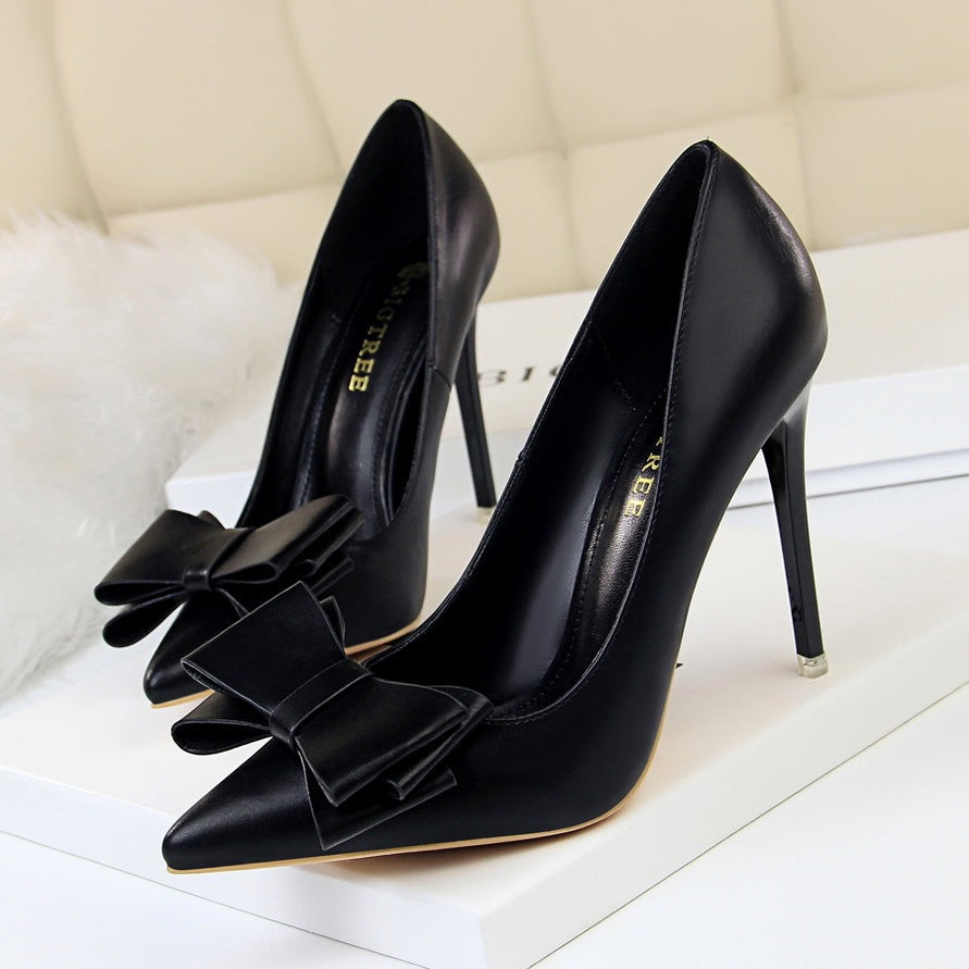 Bow Pointed Toe High Heel Shoes