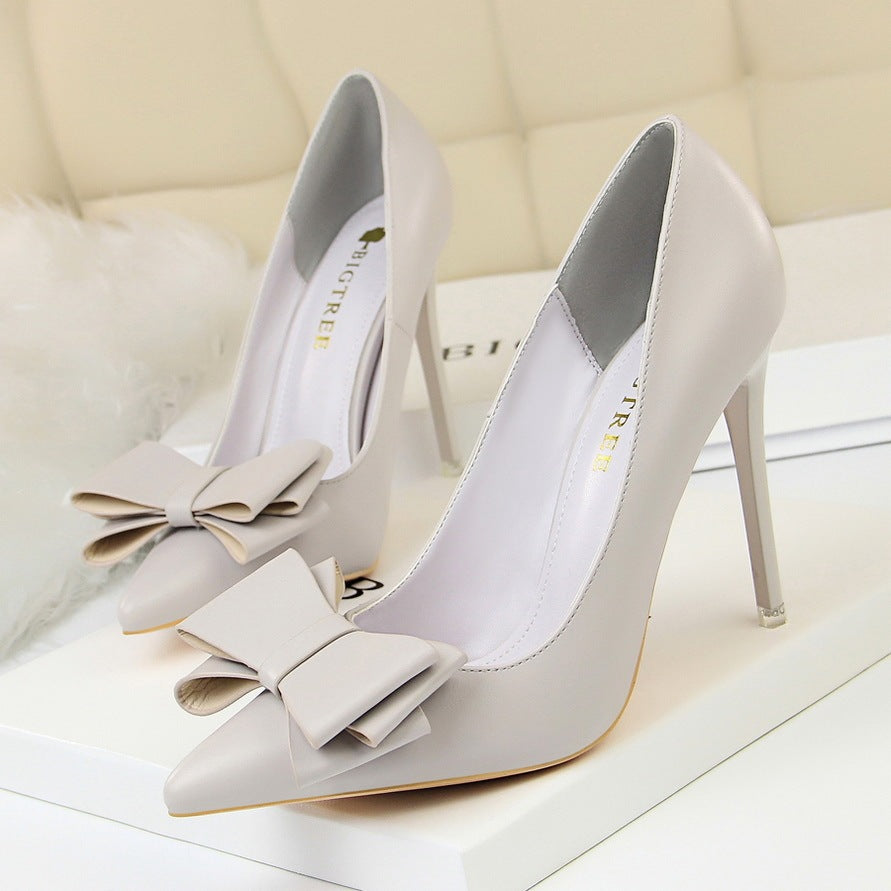 Bow Pointed Toe High Heel Shoes