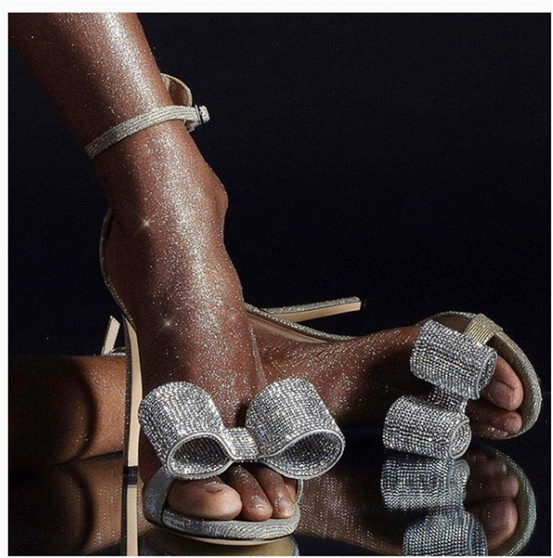 Sequin Bow Fish Mouth Stiletto Heels