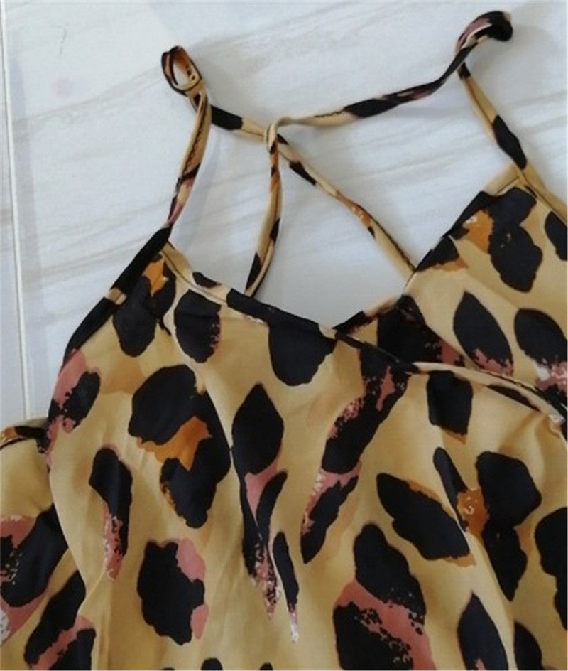 Leopard Print V-Neck Sleeveless Dress