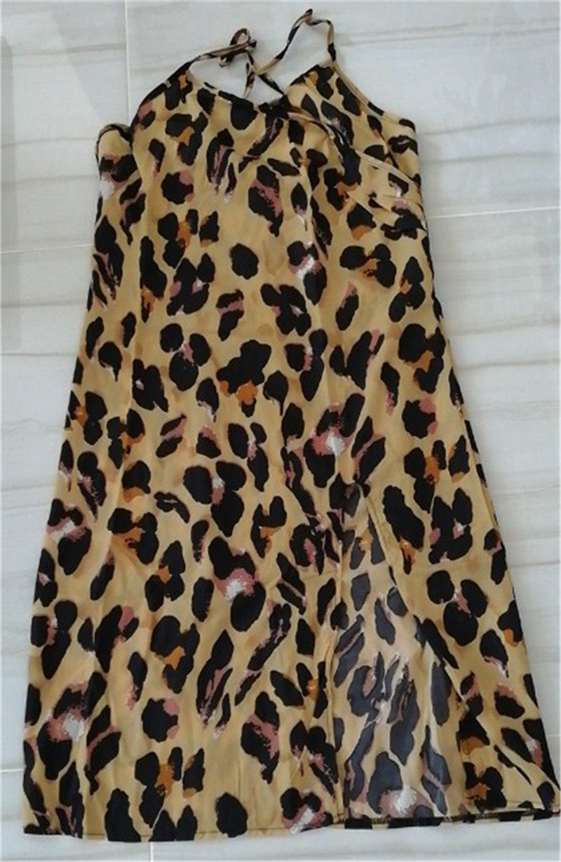 Leopard Print V-Neck Sleeveless Dress