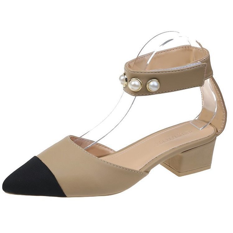 Pearl Bead Ankle Strap Shoes