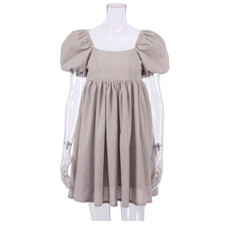 Square Neck Puff Sleeve Mini Dress