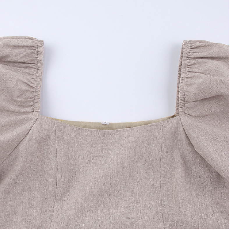 Square Neck Puff Sleeve Mini Dress