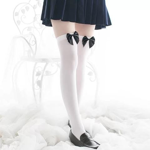 Bowknot Thigh High Socks