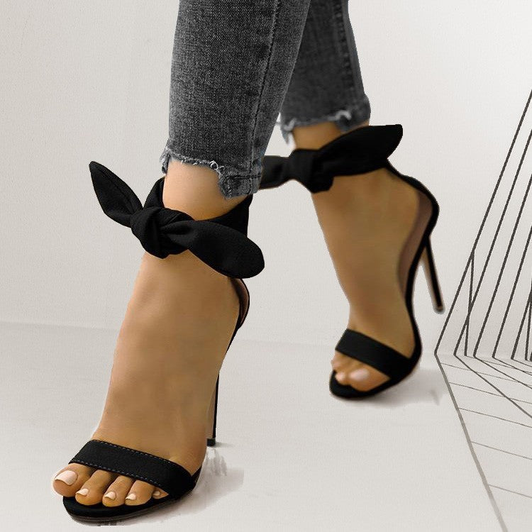 Suede Ankle Strap Big Bowknot Shoes