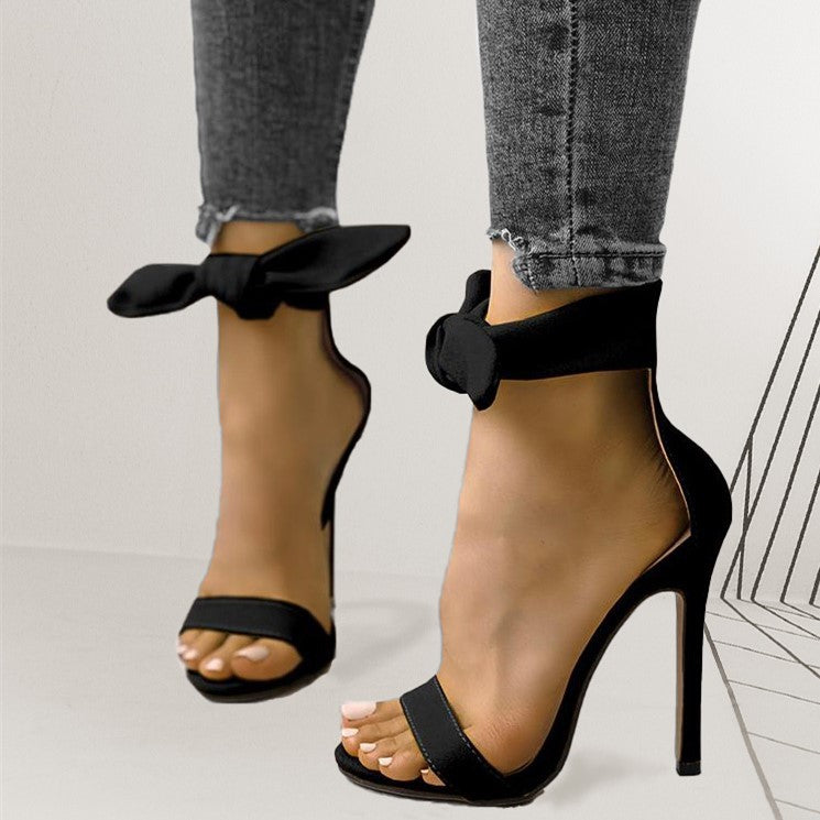 Suede Ankle Strap Big Bowknot Shoes