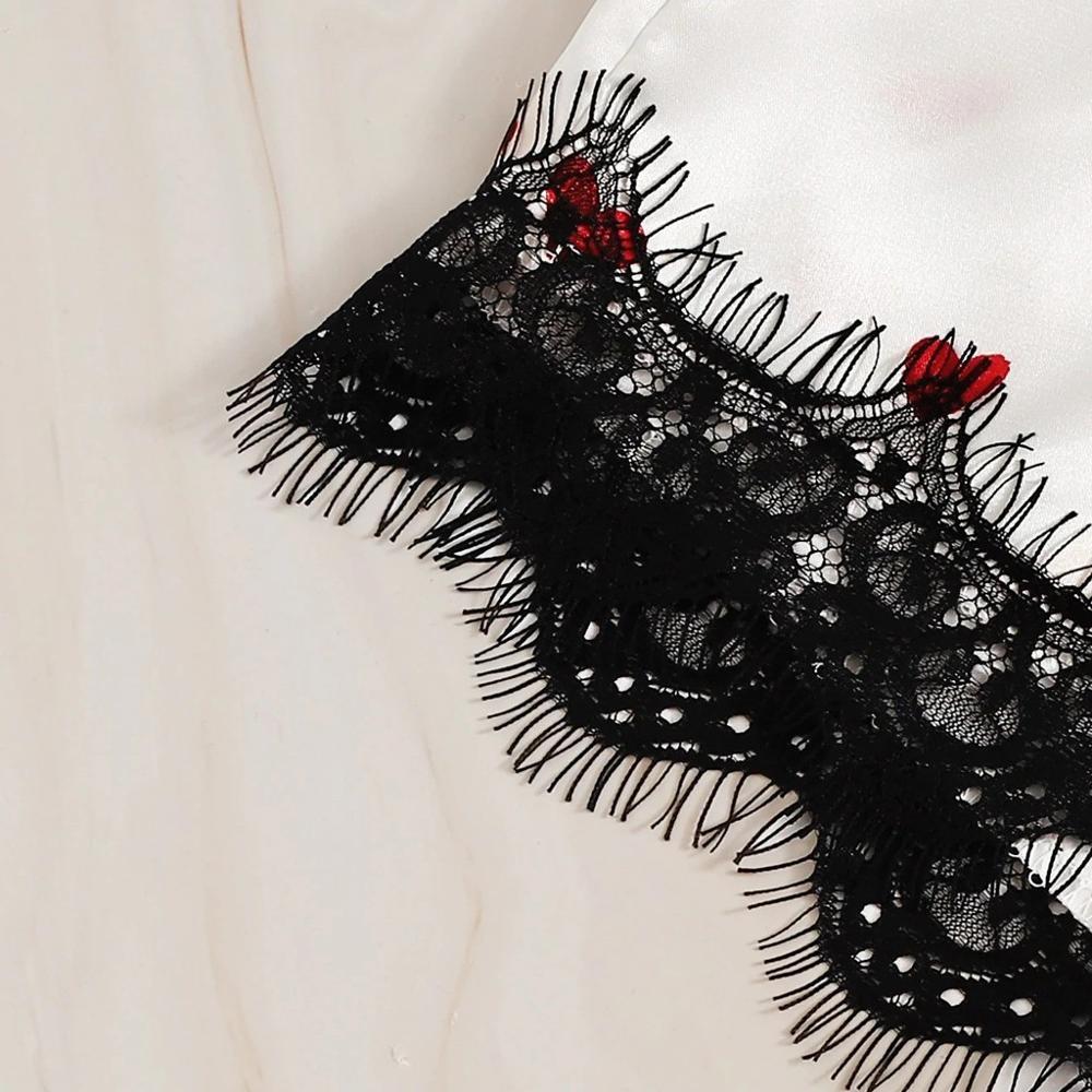 Silk Lace Hearts Print Shorts Pyjamas Two-piece Set