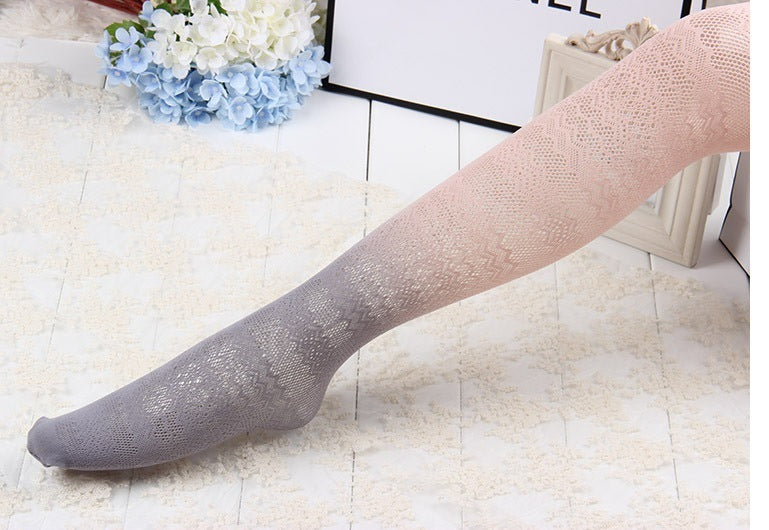 Gradient Colour Hollow Anti-hook Silk Jacquard Pantyhose Lace Tights