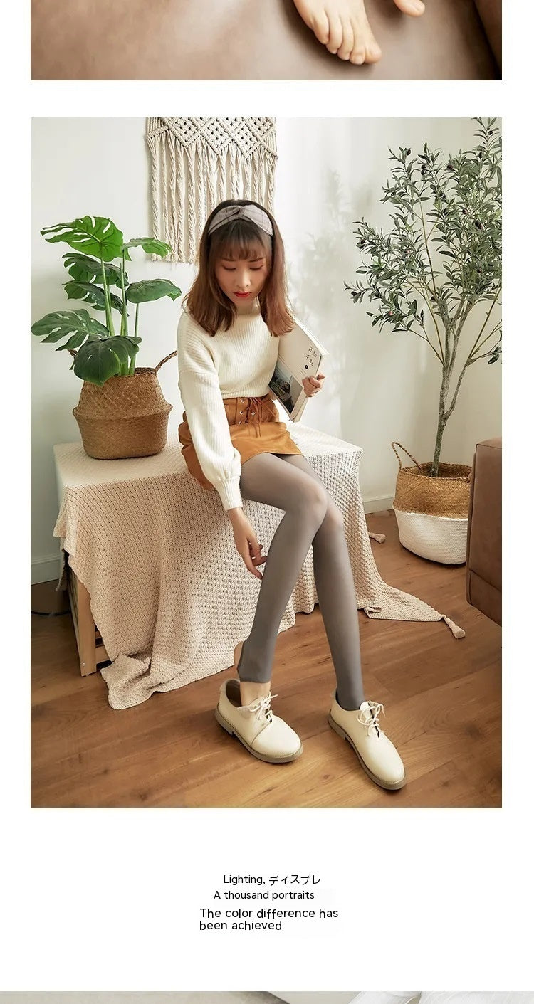 Transparent Fleece Lined Pantyhose Tights