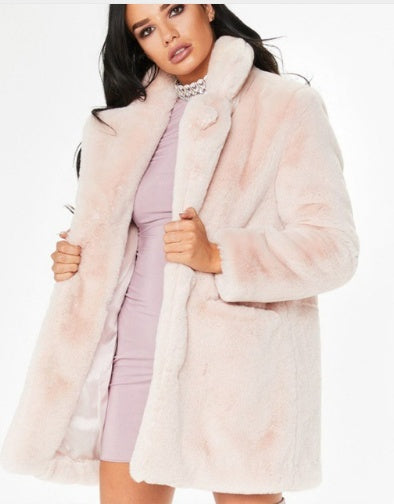 Faux Fur Thick Long Sleeve Coat
