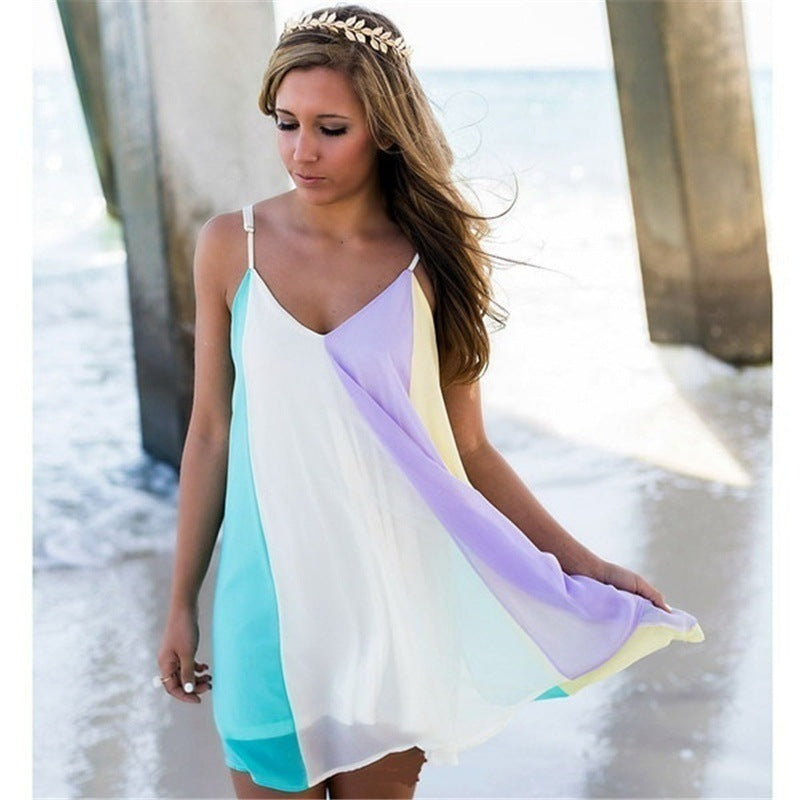 Chiffon Multi-colour Sling Dress