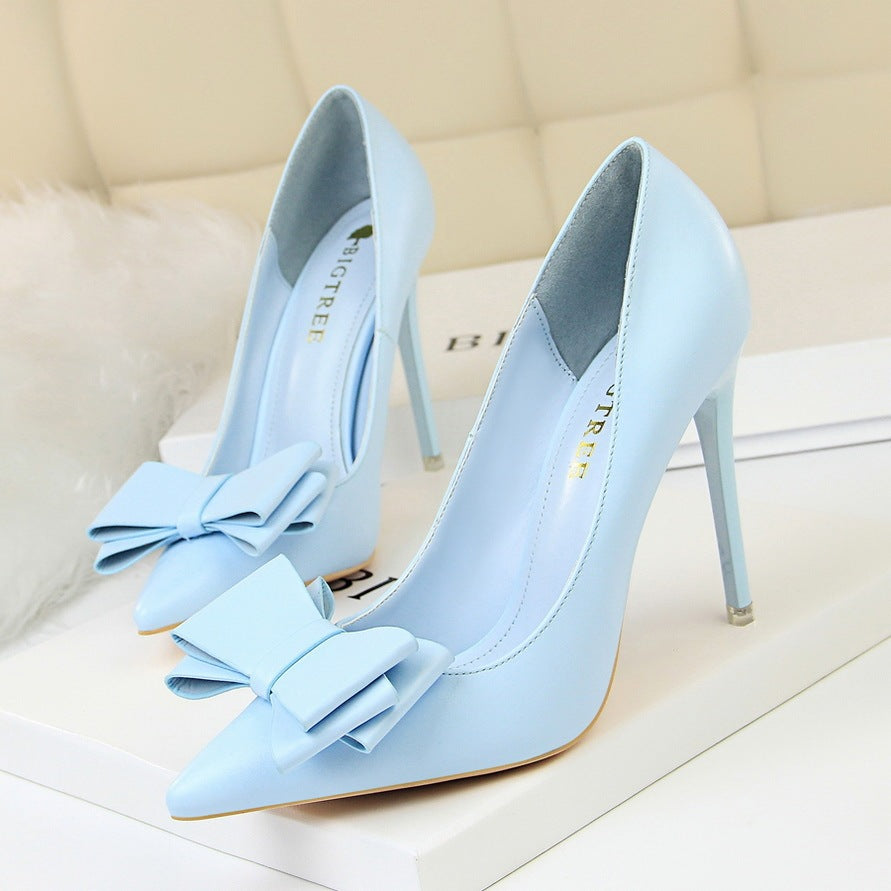 Bow Pointed Toe High Heel Shoes