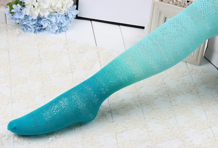 Gradient Colour Hollow Anti-hook Silk Jacquard Pantyhose Lace Tights