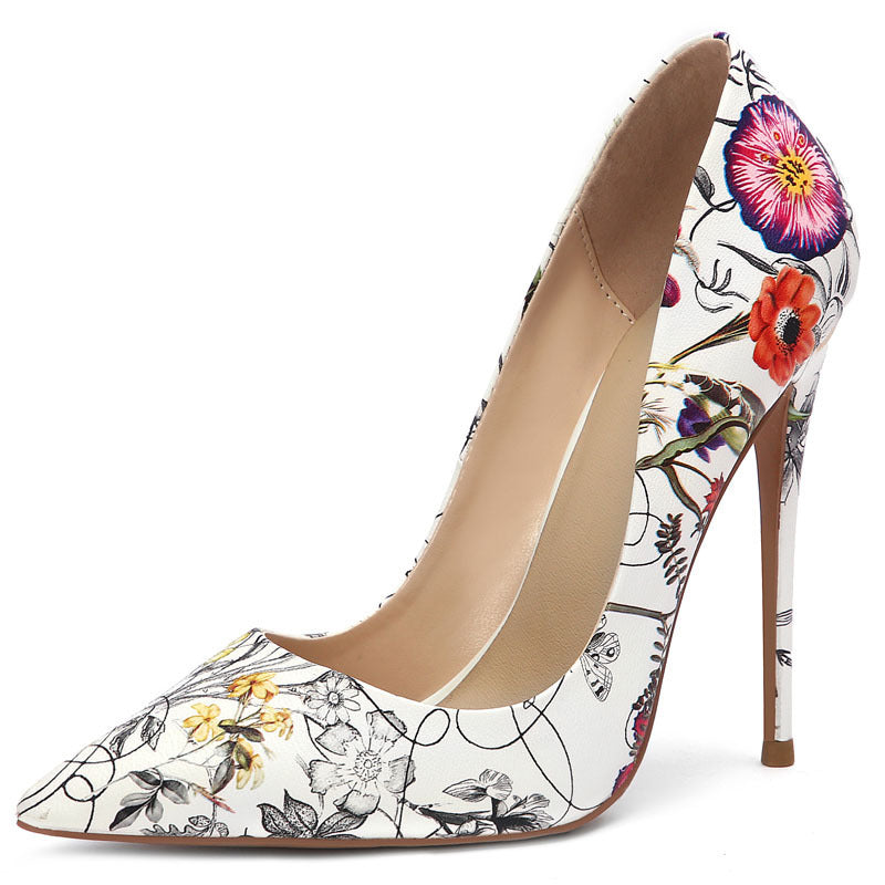 Floral Print High Heel Stiletto Shoes